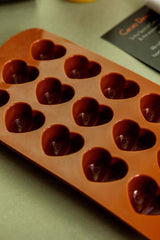 A close up image of the sacred hearts chocolate mould.