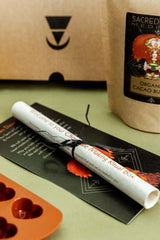 The preparation scroll and card that walks you through, step-by-step to make delicious sacred heart chocolates ans consume them consciously in a ritual.
