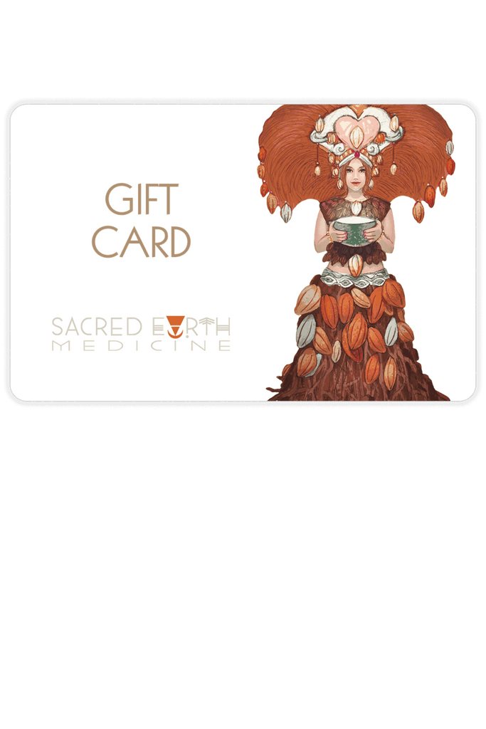 The Sacred Earth Medicine Gift and is the perfect gift of heart and love. The gift cards come in $50, $100, $250 and $500.